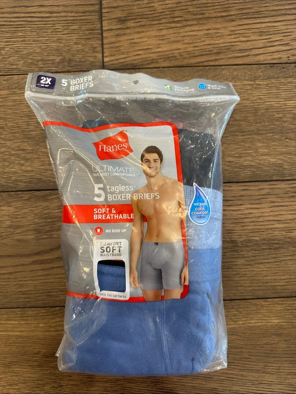Hanes ultimate Men's Tagless Boxer Briefs Pack - Blue